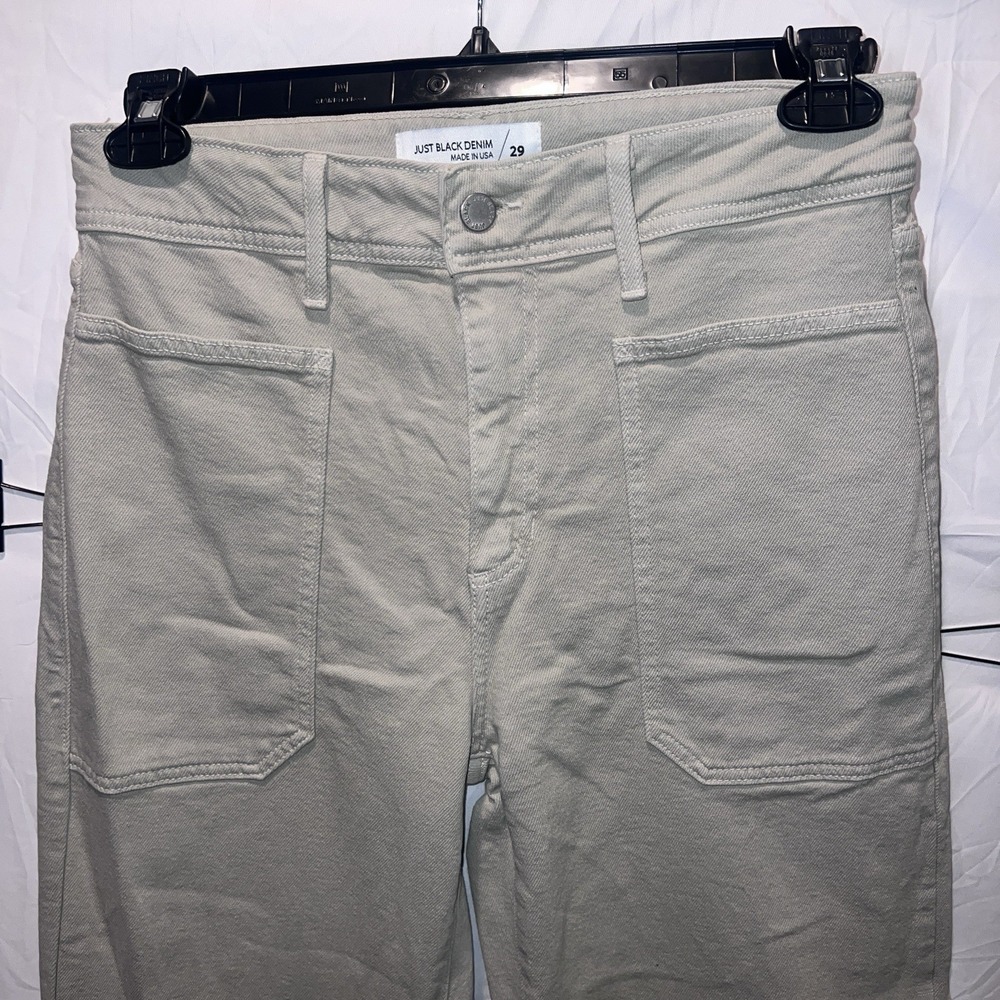 Just Black Denim Women's Button Closure Wide Leg Denim Pants Beige Size 29 JBD